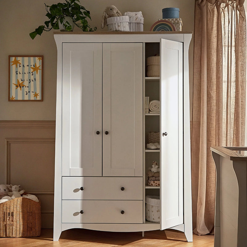 CuddleCo Clara 3 Door Triple Wardrobe - White & Ash