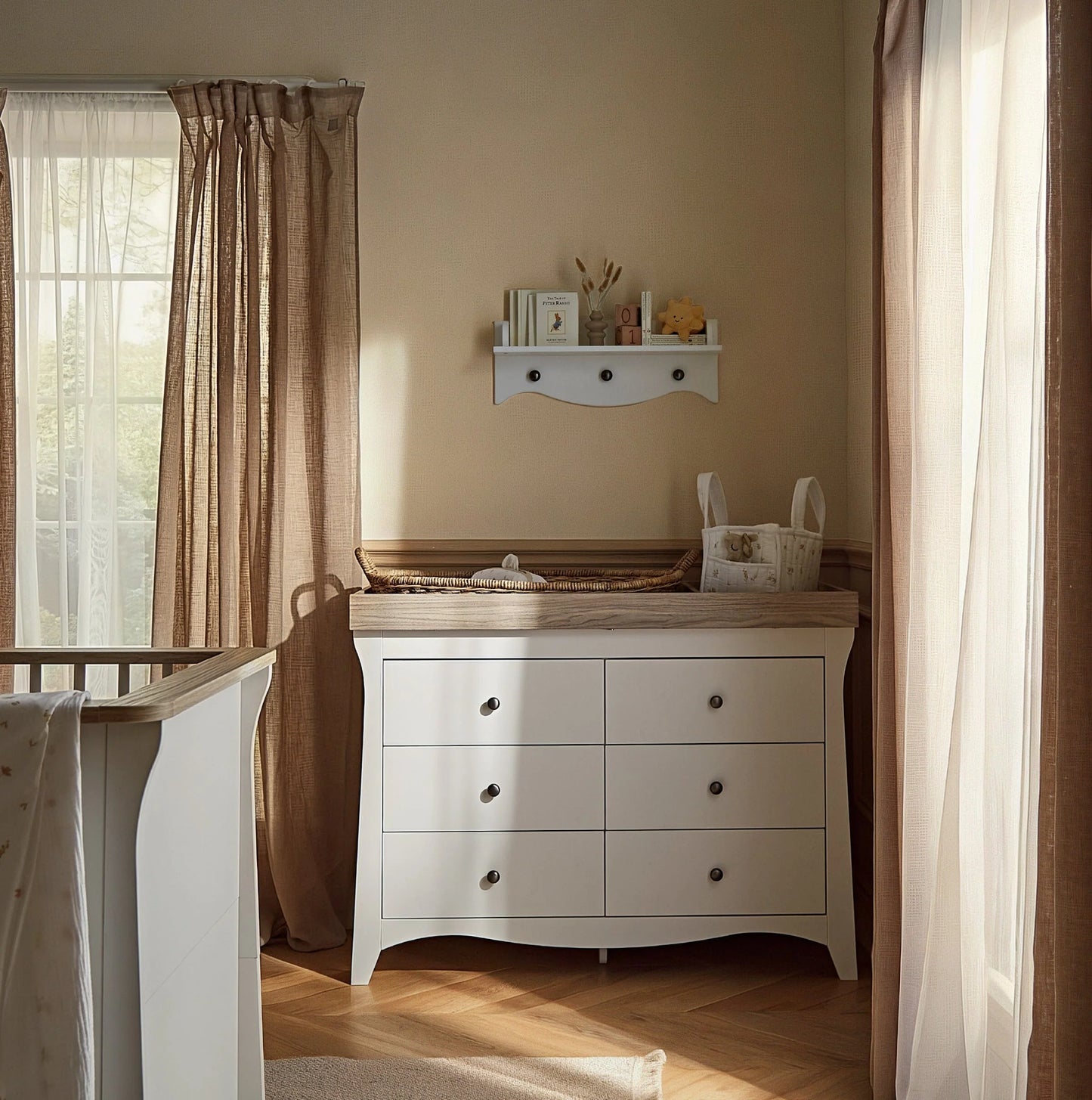 CuddleCo Clara Luxe 2 Piece Furniture Set - White & Ash