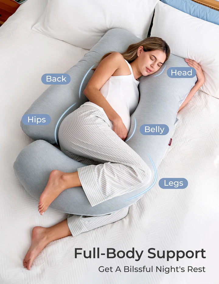 Momcozy Dreamlign U Pro Cool Feeling Maternity Pillow - Grey