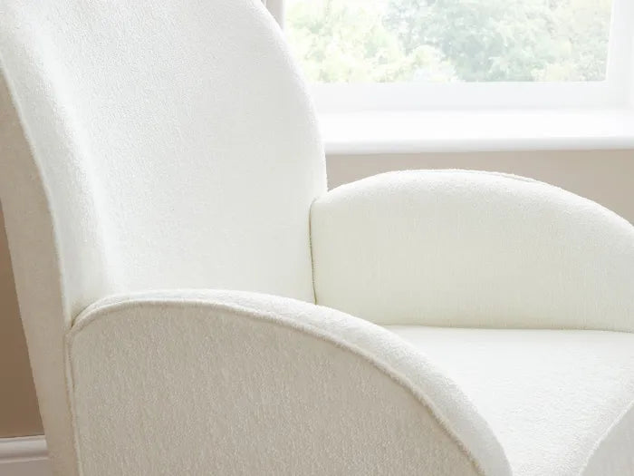 Babymore Freya Nursing Chair with Stool - Off White Bouclé