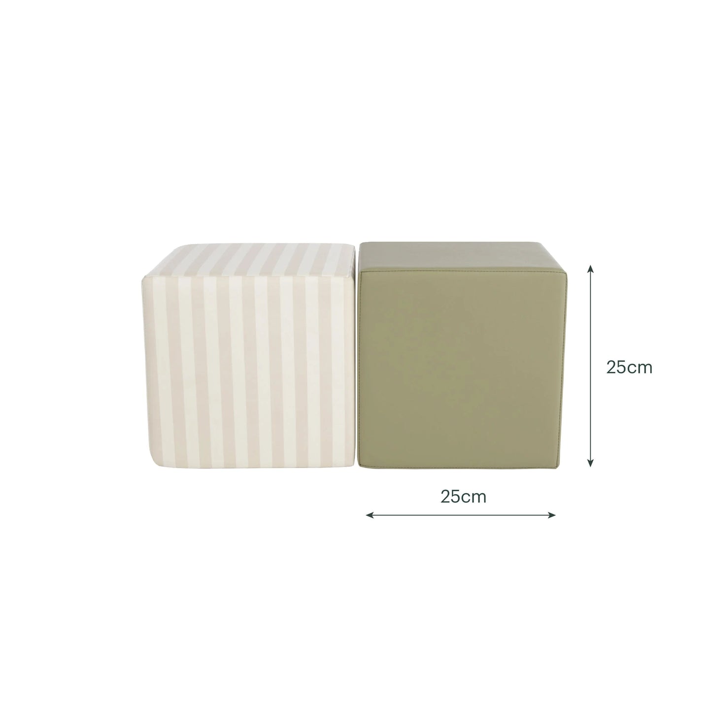 CuddleCo Soft Play Cubes 2 Piece - Cookie Stripe & Olive