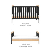 Tutti Bambini Rio Cot Bed, Changer and Mattress – Slate Grey/Oak