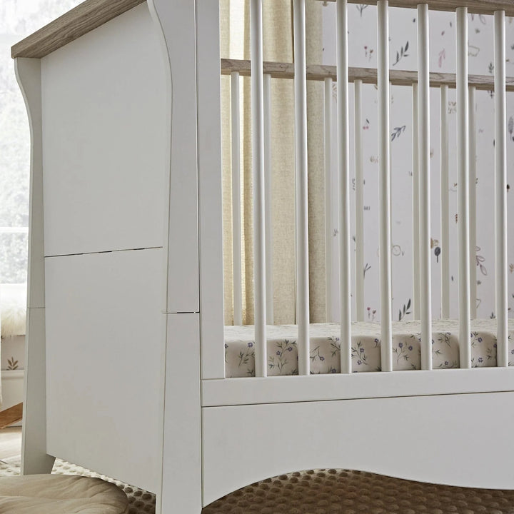 Clara 3 Piece Nursery Furniture Set (Cot Bed, Wardrobe & Dresser) - White & Ash