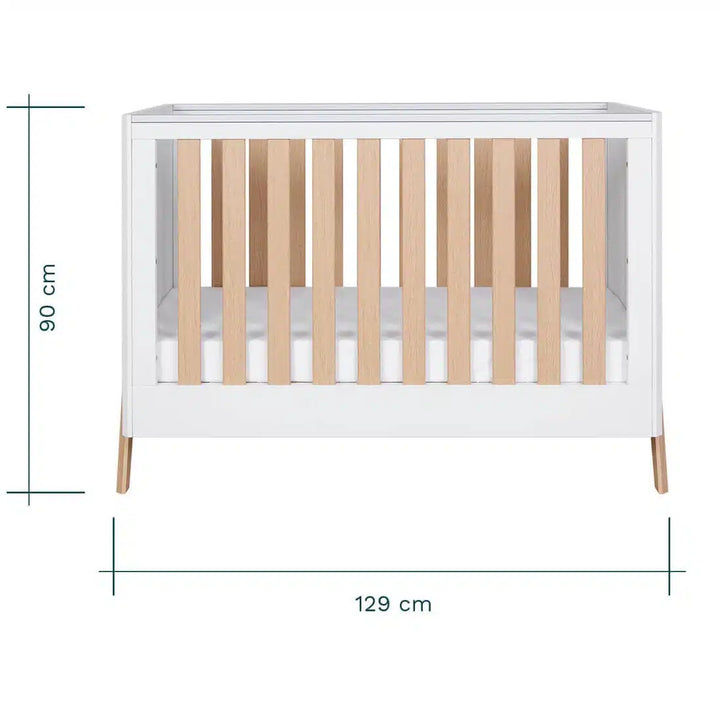 Tutti Bambini Fuori Mini Cot Bed White & Light Oak