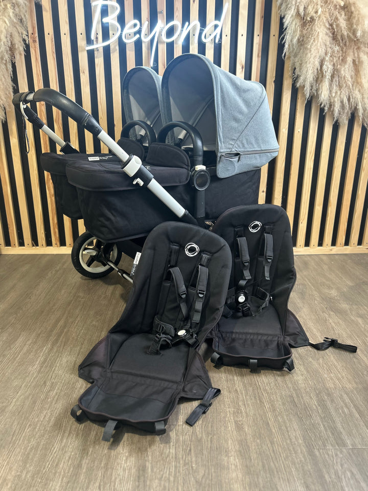 PRE LOVED Bugaboo Donkey2 Twin Bundle - Black/Grey Melange