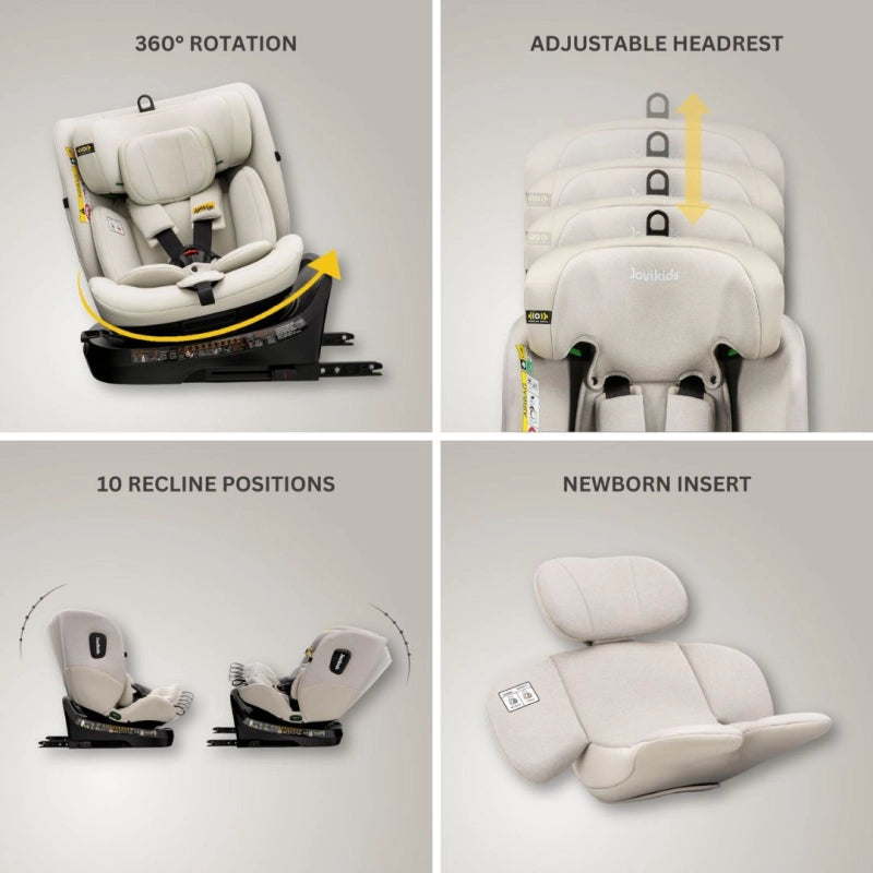 JoviKids Ranger TT 360 Spin All-Stage i-Size Car Seat – Milkstone