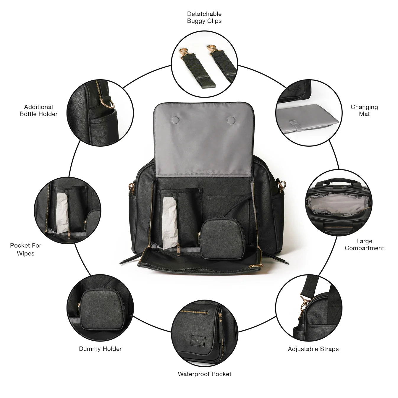 Kiin Allis Baby Plus Changing Bag & Changing Mat - Black