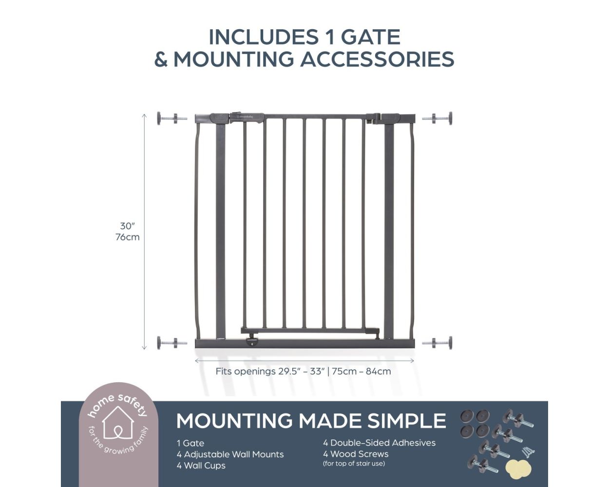Dreambaby Ava Security Gate - Charcoal
