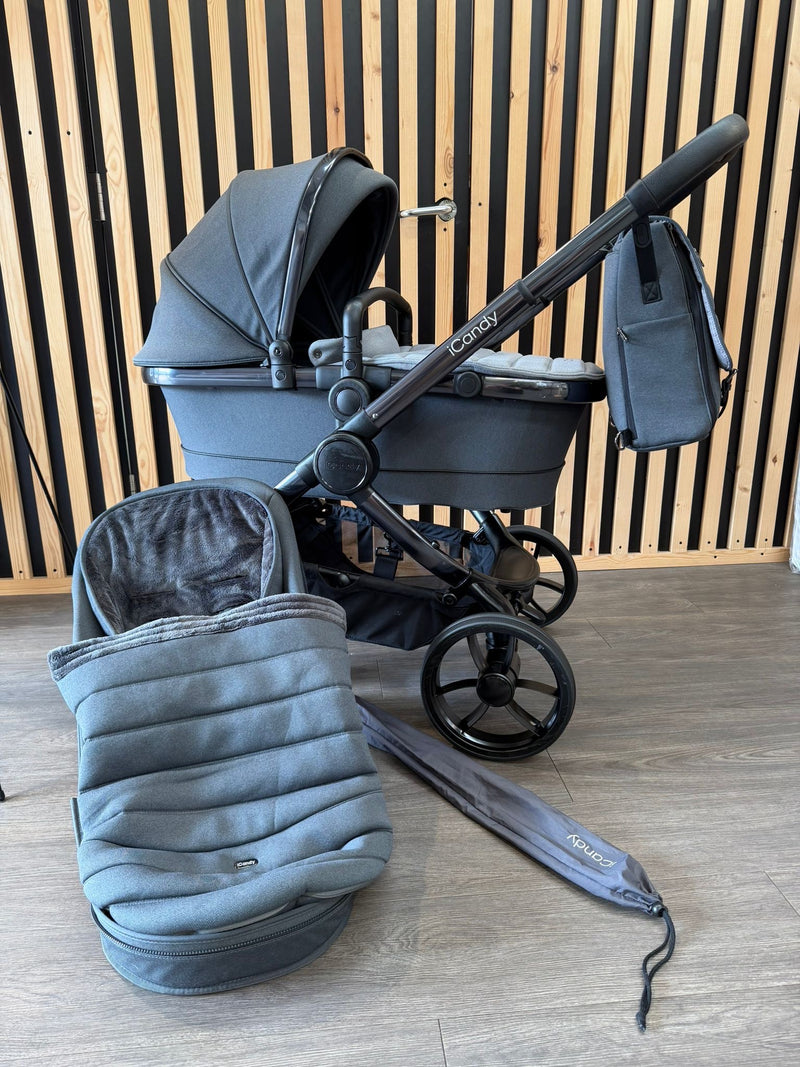 PRE LOVED iCandy Peach 7 Pram + Pushchair - Dark Grey