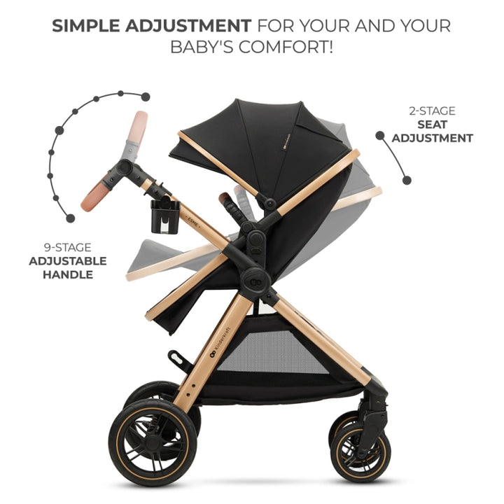 Kinderkraft Esme 3in1 Travel System With Mink Pro Car Seat - Pure Black