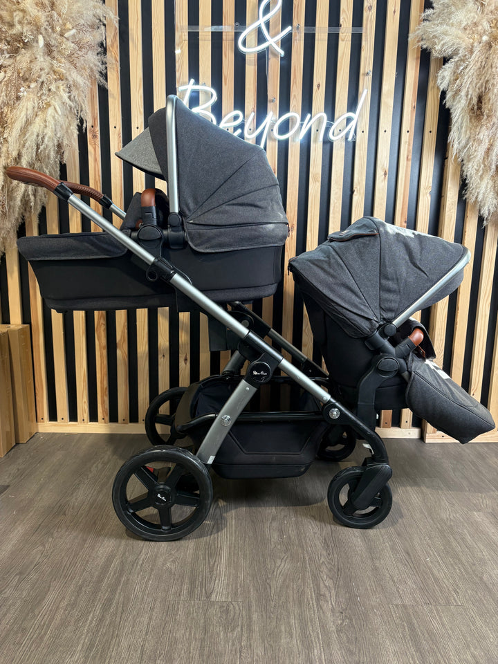PRE LOVED Silver Cross Wave Double Travel System - Charcoal