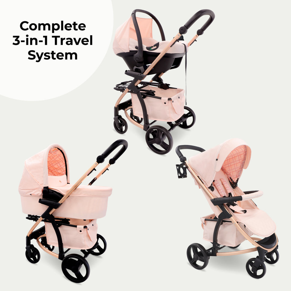 My Babiie MB200i 3-in-1 iSize Travel System - Pink Plaid