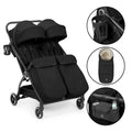 Ickle Bubba Aries Double Prime Autofold Stroller Bundle - Black
