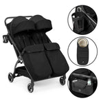 Ickle Bubba Aries Double Prime Autofold Stroller Bundle - Black