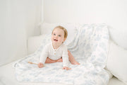 The Gilded Bird Spring Toile Blue Bamboo Baby Blanket