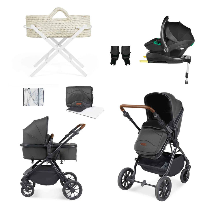 Ickle Bubba Cosmo All In One I-Size Travel System & Nova Moses Basket - Graphite