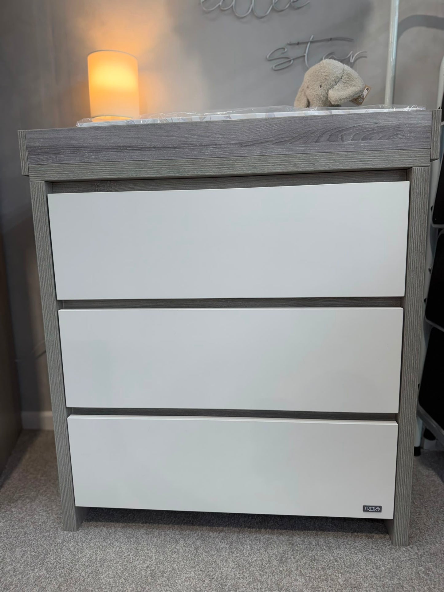EX DISPLAY Tutti Bambini Modena 2 Piece Cot Bed & Drawers - Grey/White COLLECTION OR LOCAL DELIVERY ONLY