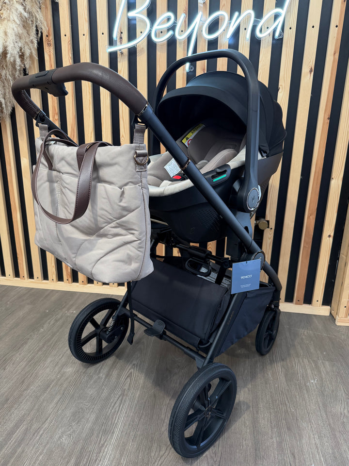 EX DISPLAY Venicci Claro 3-in-1 Pushchair + Tiago 360 Beige Car Seat Bundle - Almond