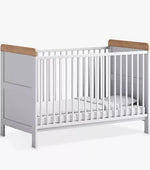 EX DISPLAY Little Acorns Classic Two-Tone Cot Bed - White/Oak COLLECTION OR LOCAL DELIVERY ONLY