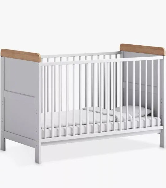 EX DISPLAY Little Acorns Classic Two-Tone Cot Bed - White/Oak