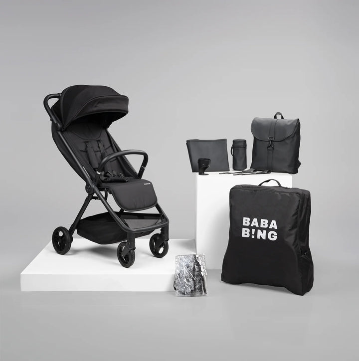 Bababing Ori Auto Fold Compact Stroller - Black + FREE Sorm Backpack