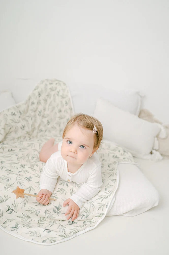 The Gilded Bird Linen Leaves Bamboo Baby Blanket