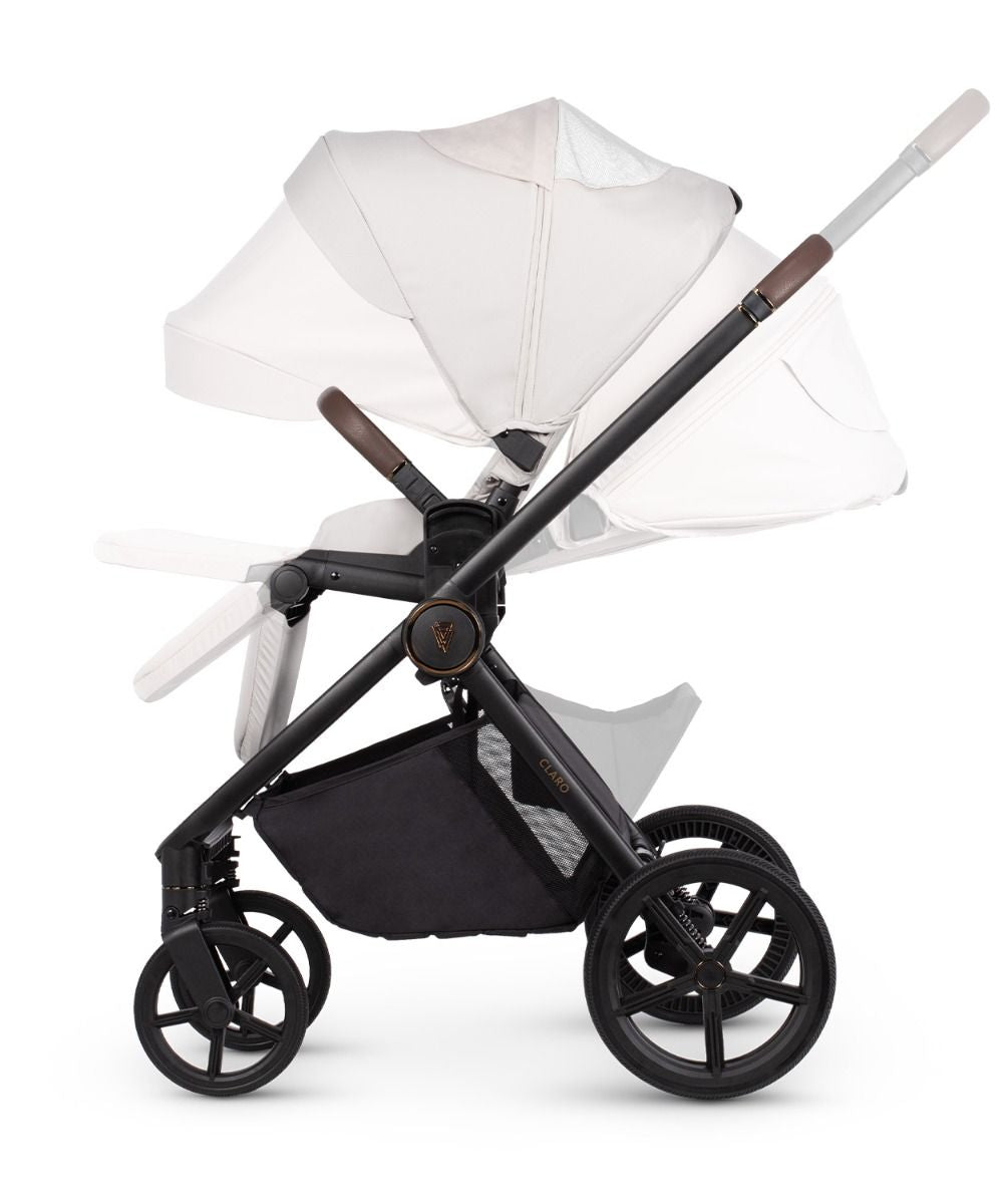 Venicci Claro 3-in-1 Pushchair with Tiago 360 Car Seat and Base Bundle - Vanilla