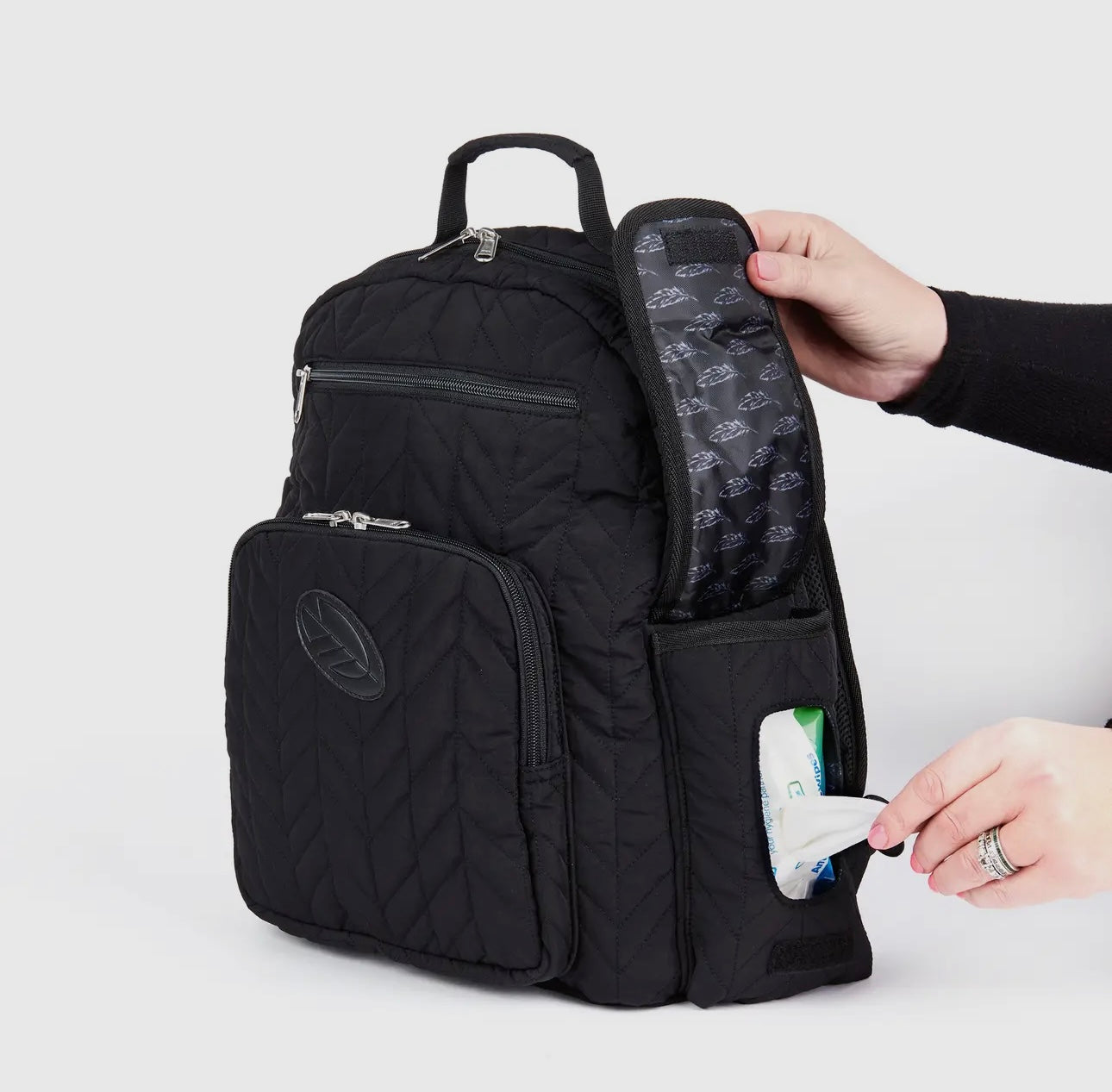 Inca Quilted Baby Changing Backpack - Quilted Black