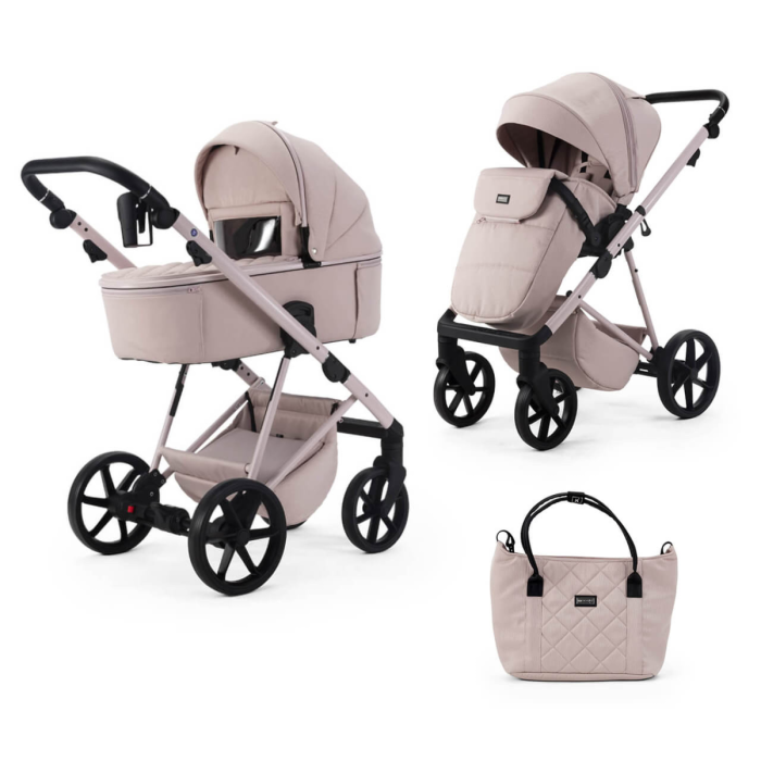 Mee-Go Milano Natura 4in1 Travel System Inc Spin Car Seat + Isofix Base – Rose