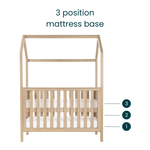 Tutti Bambini Casa 3 in 1 Mini Cot Bed + Roof Accessory Pack + Pocket Spring Mattress - Harvest Oak