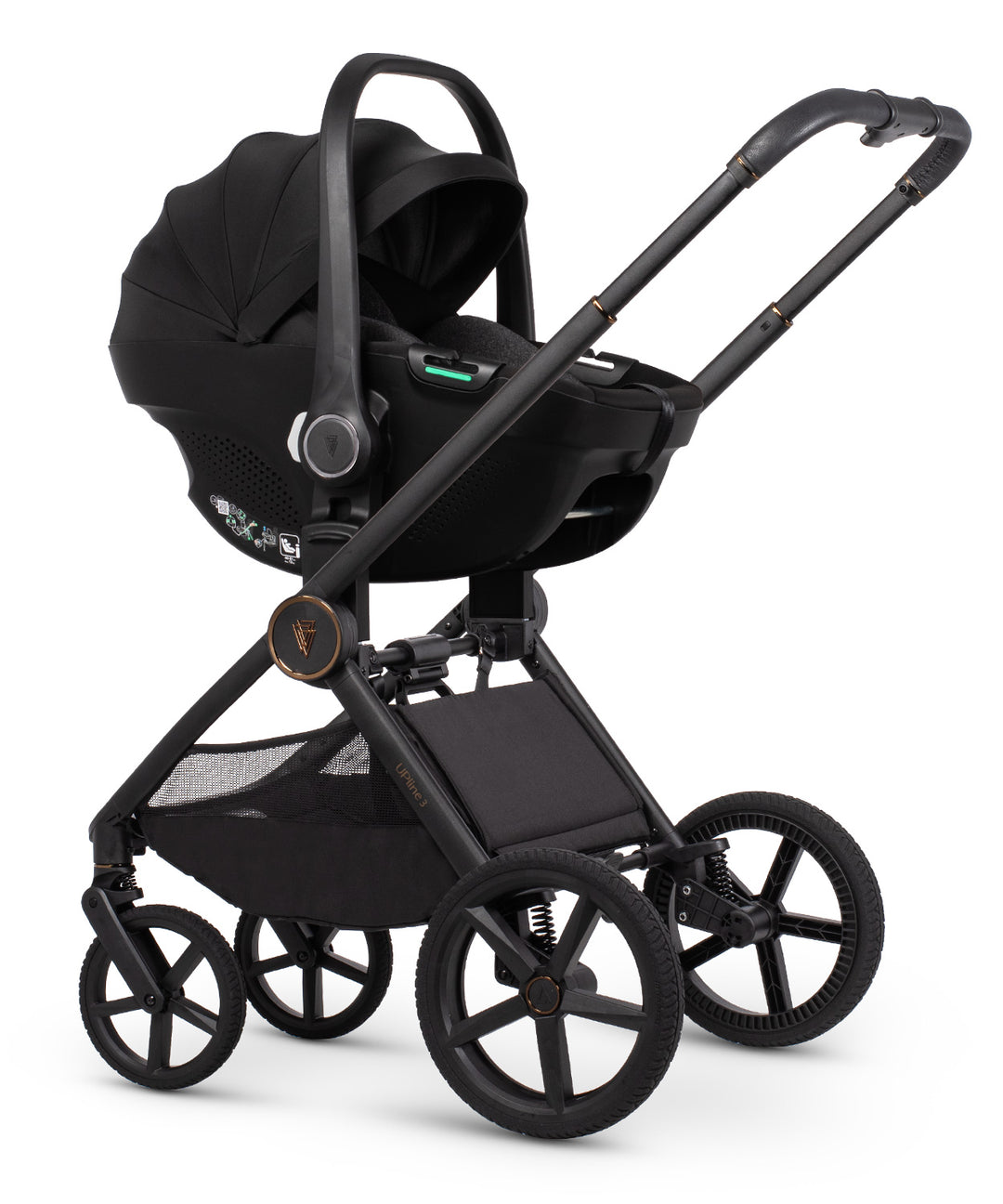 Venicci Upline3 Travel System Inc Tiago Car Seat & 360 Base 16 Piece Ultimate Bundle - Truffle