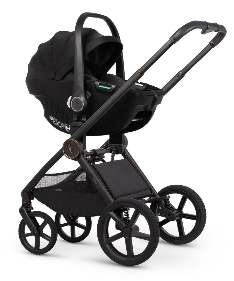 Venicci Upline3 Travel System Inc Tiago Car Seat & 360 Base 13 Piece Luxury Bundle - Truffle