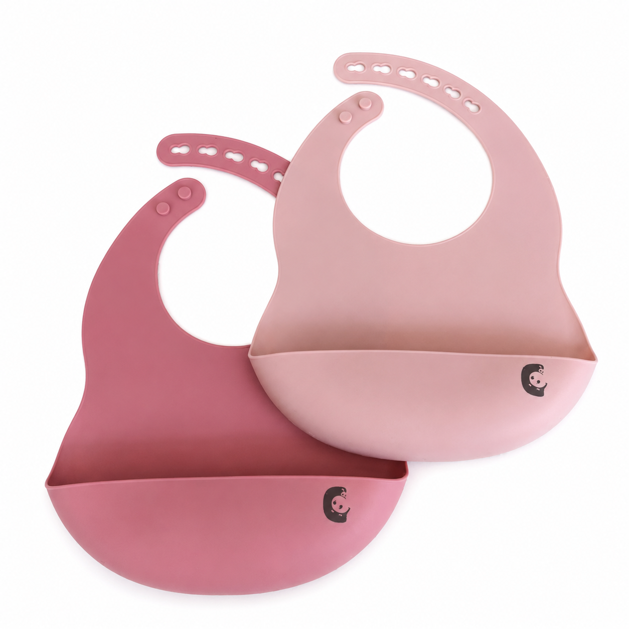 Cheeky Chompers Silicone Feeding Bibs - Dusky Pink & Deep Rose 2 Pack