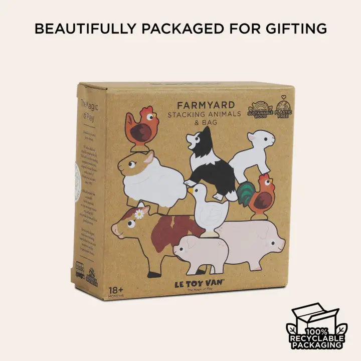 Le Toy Van Farmyard Stacking Animals & Bag
