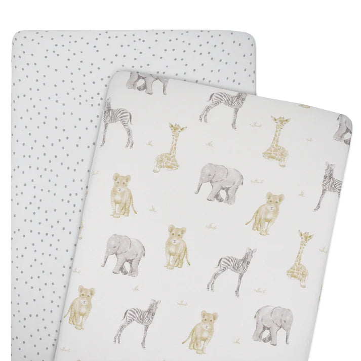 Living Textiles Universal Bedside Crib Fitted Sheets 2pck - Savanna Babies