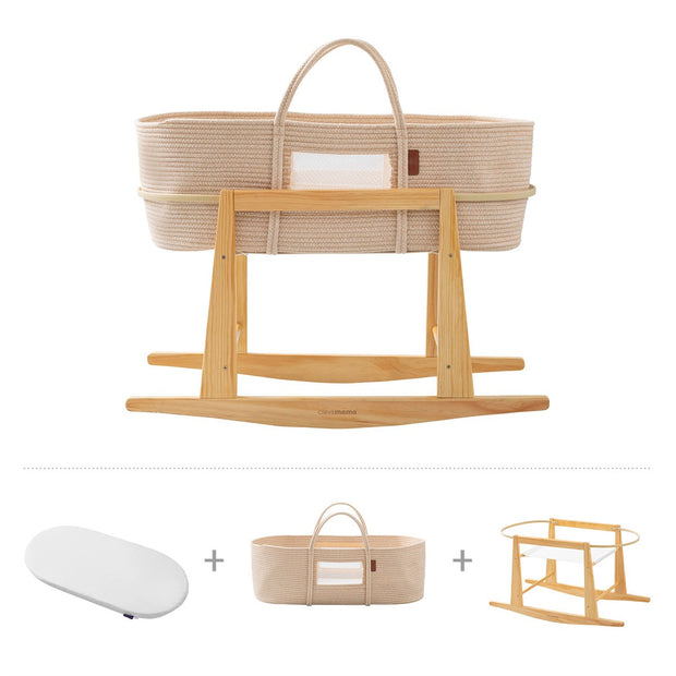 ClevaMama Moses Basket with ClevaFoam Mattress & Stand