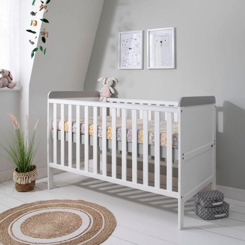 Tutti Bambini Rio Cot Bed, Changer and Mattress – White/Dove Grey