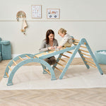 Tutti Bambini Scala Montessori 3 In 1 Pikler Climbing Frame With Climbing Wall - Ocean Stone