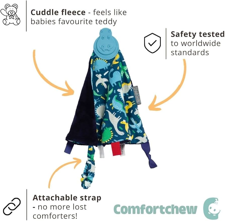 Cheeky Chompers Comfortchew Baby Comforter With Teether - Baby Dino