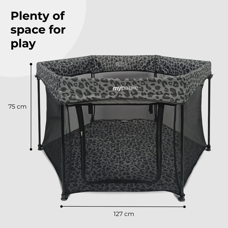 My Babiie Baby Playpen - Grey Leopard