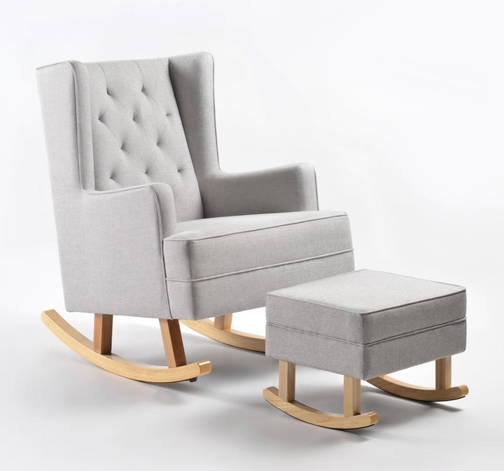 Cuddles Collection Nursery Rocking Chair and Footstool - Chester Grey