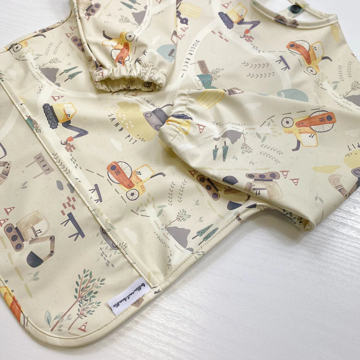 Bobbin & Bumble Long Sleeved Baby Bib - Digger Land