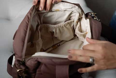 Ralphie Bear Quilted Stroller Bag - Brown/Pears Print