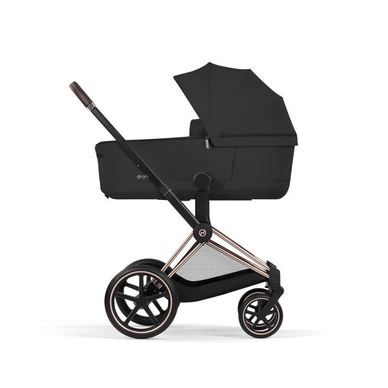 Cybex Priam Comfort Pushchair & Foldable Carrycot - Sepia Black/Rose Gold