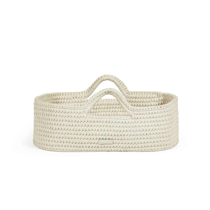 Ickle Bubba Nova Crochet Moses Basket + White Stand - Cloud