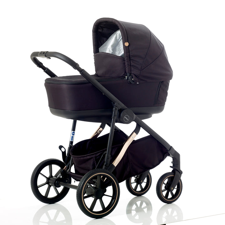 Mee-Go UNO+ Twin Tandem Travel System Bundle Inc Joie I-Snug + Encore 360 Bases - Black/Rose