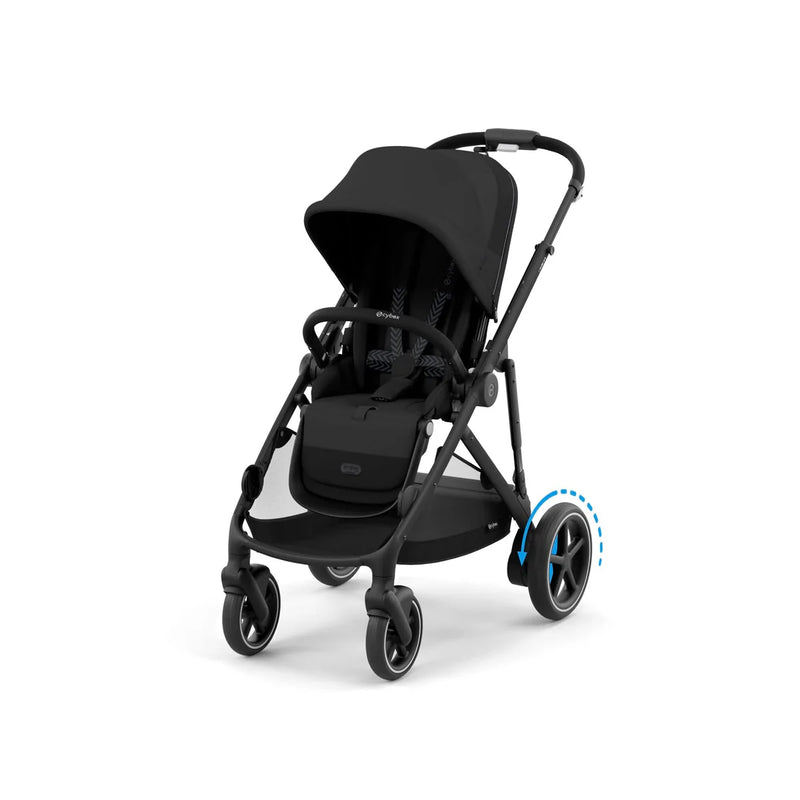 Cybex e-Gazelle S Double Pushchair Bundle Inc Gold Footmuffs - Moon Black