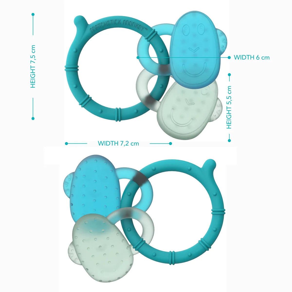 Matchstick Monkey Cooling Teether - Blue & Mint