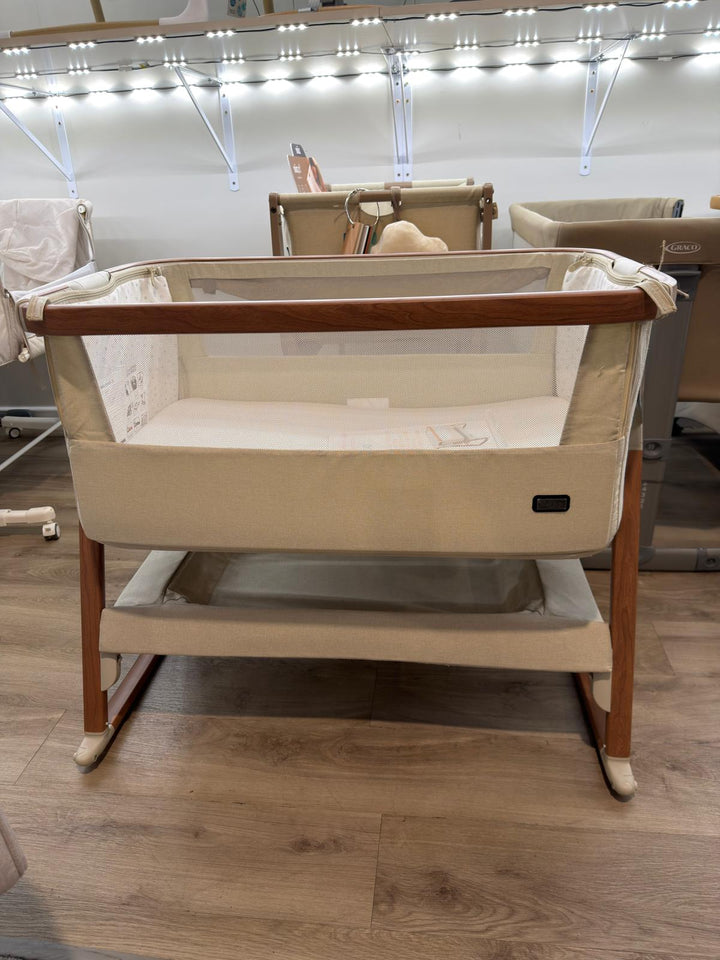 EX DISPLAY Tutti Bambini CoZee AIR Bedside Crib-Scandinavian Walnut/Ecru