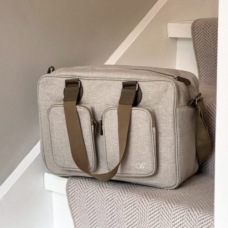 My Babiie Deluxe Changing Bag - Oatmeal Herringbone